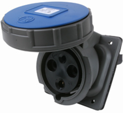 60A 250V Pin & Sleeve Watertight Receptacle, 6.6 Inch Height, Gray