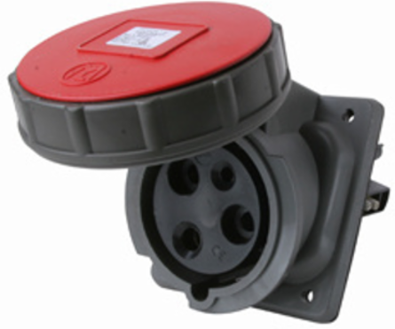 60A 480V Pin & Sleeve Watertight Receptacle, 6.6 Inch Height, 5 Inch Length, Gray