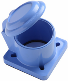 NEMA 3R Blue Panel-Mount Flip-Lid Cover, 2.57 Inch Length, UV-Resistant Polycarbonate