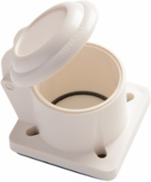 Series 16 NEMA 3R Panel-Mount Flip-Lid Cover, 2.57 Inch L, White Polycarbonate