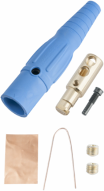 400A 600V Male Cam Type Plug, 6-7/8 Inch Length, Blue