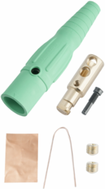 400A 600V Male Cam Type Plug, 6-7/8 Inch Length, Green