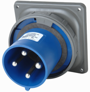 100A Triple-Pole 4-Wire Watertight Inlet, 250V, Gray, 5.75 Inch