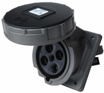 60A 3Ø 600V Watertight Pin & Sleeve Receptacle, 5 Inch Length, Gray