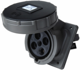 60A 3Ø 600V Watertight Pin & Sleeve Receptacle, 5 Inch Length, Gray