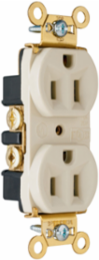 Heavy Duty 15A 125V Duplex Receptacle, Back/Side Wire, 2.635 Inch Height, Light Almond