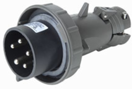 Watertight Pin & Sleeve Plug 30A 347V/600V, 4 Pole, 5 Wire, Gray