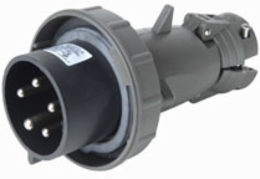 Watertight Pin & Sleeve Plug 30A 347V/600V, 4 Pole, 5 Wire, Gray