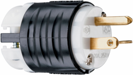 Straight Blade Plug 20A 250V 2-Pole 3-Wire Black