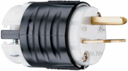 Heavy-Duty 15A 250V Black and White Straight Blade Plug, 1.516 Inch Width