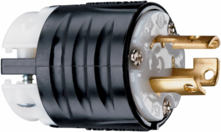 15A NEMA L515 Plug, Black & White, 1.752 Inch Length, Impact-Resistant Nylon