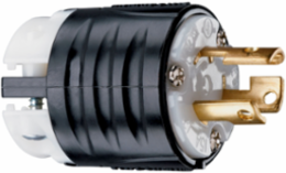 15A NEMA L515 Plug, Black & White, 1.752 Inch Length, Impact-Resistant Nylon