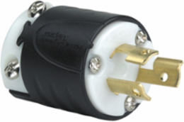 15A NEMA L615 Plug - Black & White, 2.617 Inch Length, Impact-Resistant Nylon