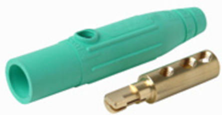 150A 600V Male Cam Type Plug, 4.3 Inch Length, Green, Heavy-Duty Contacts