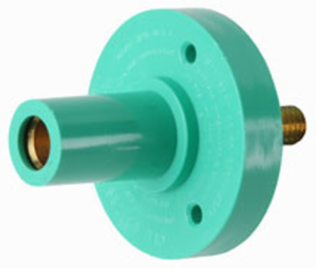150A 600V Female Cam Panel Mount, Green Nylon Housing