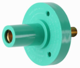 150A 600V Female Cam Panel Mount, Green Nylon Housing