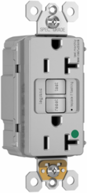 Hospital-Grade 20A Self-Test Duplex GFCI, Gray, 1.72 Inch Width, 0.98 Inch Depth