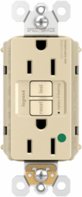 Hospital Grade 20A Duplex GFCI Receptacle with SafeLock Protection, Ivory
