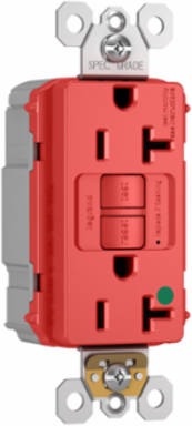 PlugTail® 20A Hospital Grade Red Duplex Self-Test GFCI Receptacle