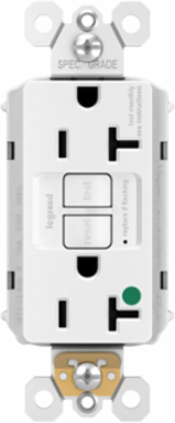 PlugTail® Hospital-Grade 20A Self-Test Duplex GFCI, 1.72 Inch Wide, White