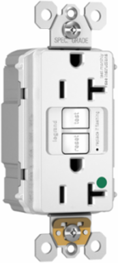 PlugTail® Hospital-Grade 20A Self-Test Duplex GFCI, 1.72 Inch Wide, White