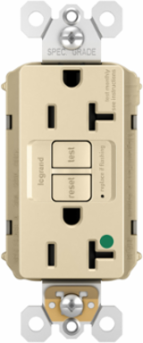 Hospital Grade 20A Duplex Self-Test GFCI Receptacle, Ivory, 4.2 Inch x 1.73 Inch