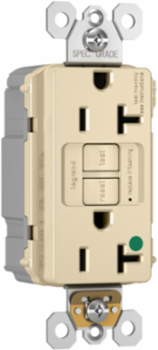 Hospital Grade 20A Duplex Self-Test GFCI Receptacle, Ivory, 4.2 Inch x 1.73 Inch