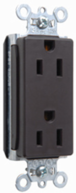 PlugTail 15A 125V Decorator Duplex Receptacle, Brown, 1.5 Inch Width