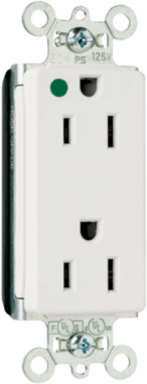 PlugTail® Decorator Hospital Grade Receptacle, 15A, 125V, 2.75 Inch Height, White