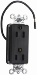 PlugTail® Decorator Split Circuit Receptacle, 15A 125V, Black, 2.75 Inch Height