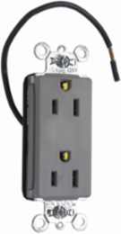 PlugTail® 15A Split Circuit Receptacle, 125V, Gray, 2.75 Inch Height