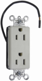 PlugTail Decorator Split Circuit Receptacle 15A 125V Light Almond 0.625 Inch Depth 1.5 Inch Width 2.75 Inch Height