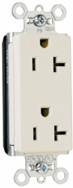 PlugTail 20A 125V Duplex Receptacle, Ivory, 1.5 Inch Width, 2.75 Inch Height