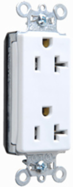 PlugTail 20A 125V Decorator Duplex Receptacle, White, 2.75 Inch Height