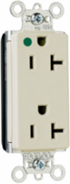 PlugTail® 20A 125V Hospital-Grade Decorator Duplex Receptacle, Ivory, 2.75 Inch Height, 1.5 Inch Width, 0.625 Inch Depth