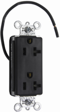 PlugTail Decorator Split Circuit Receptacle, 20A 125V, Black, 1.5 Inch Width
