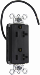 PlugTail Decorator Split Circuit Receptacle, 20A 125V, Black, 1.5 Inch Width