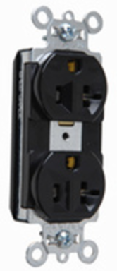 PlugTail Spec-Grade Duplex Receptacle, 15A 125V, Black, 1.322 Inch Width