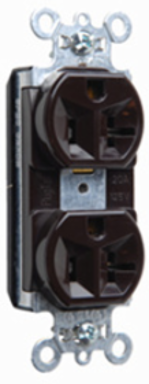 PlugTail 20A 125V Duplex Receptacle, Brown, 1.5 Inch Width, 2.75 Inch Height