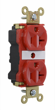 PlugTail 20A 125V Red Industrial Duplex Receptacle, 0.86 Inch Depth, 2.75 Inch Height