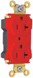 PlugTail 20A 125V Red Industrial Duplex Receptacle, 0.86 Inch Depth, 2.75 Inch Height