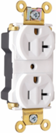 PlugTail® 20A 125V Duplex Receptacle, White, 0.86 Inch Depth, 2.75 Inch Height, Matte Finish