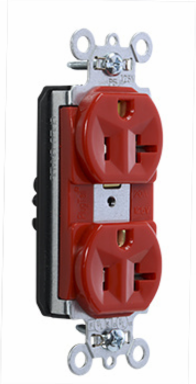PlugTail 20A 125V Red Duplex Receptacle, 2.75 Inch Height, 1.5 Inch Width