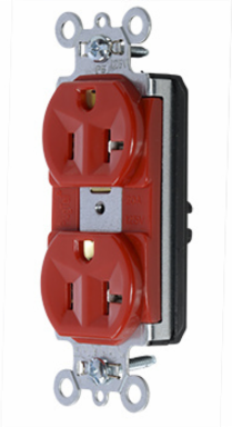 PlugTail 20A 125V Red Duplex Receptacle, 2.75 Inch Height, 1.5 Inch Width