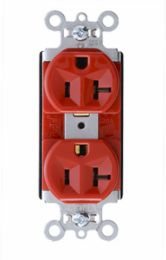 PlugTail 20A 125V Red Duplex Receptacle, 2.75 Inch Height, 1.5 Inch Width
