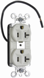 PlugTail® Split Circuit Spec Grade Receptacle, 20A, 125V, Light Almond, 0.78 Inch Depth