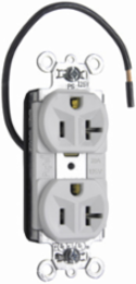 PlugTail Split Circuit Receptacle, 20A 125V, White, 1.322 Inch Width
