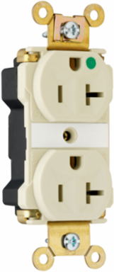 PlugTail 20A 125V Hospital-Grade Duplex Receptacle, Gray, 2.75 Inch Height