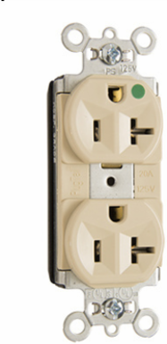 PlugTail® 20A 125V Heavy Duty Hospital-Grade Compact Duplex Receptacle, Ivory, 3.281 Inch Height, 1.5 Inch Width