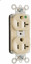 PlugTail® 20A 125V Heavy Duty Hospital-Grade Compact Duplex Receptacle, Ivory, 3.281 Inch Height, 1.5 Inch Width